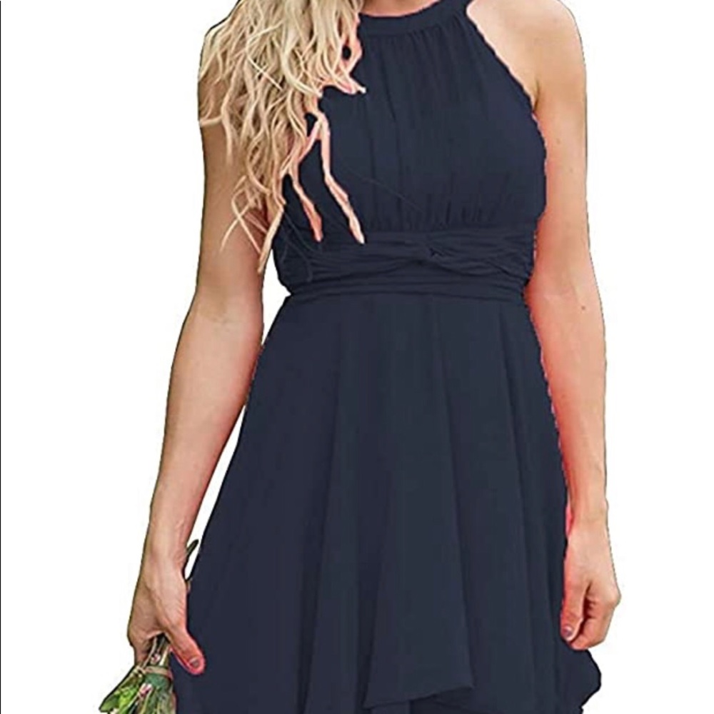 Faxpox Navy Knee Length Dress - Medium